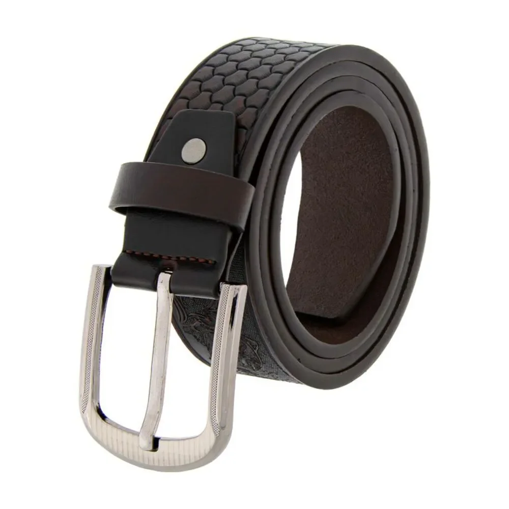 Woodland Creek Men's Embossed Brown Leather Fisherman's Belt, 44